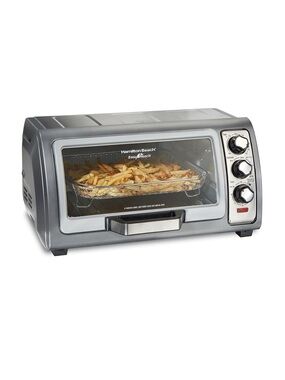 Hamilton Beach Metallic Silver Countertop Toaster Oven with Glass Door